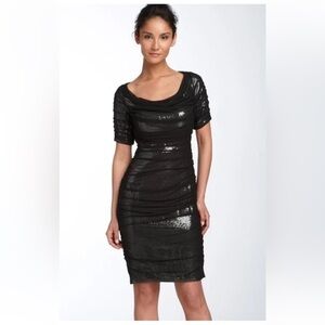 TADASHI SHOJI SEQUIN & SILK MESH SHEATH DRESS sz 8